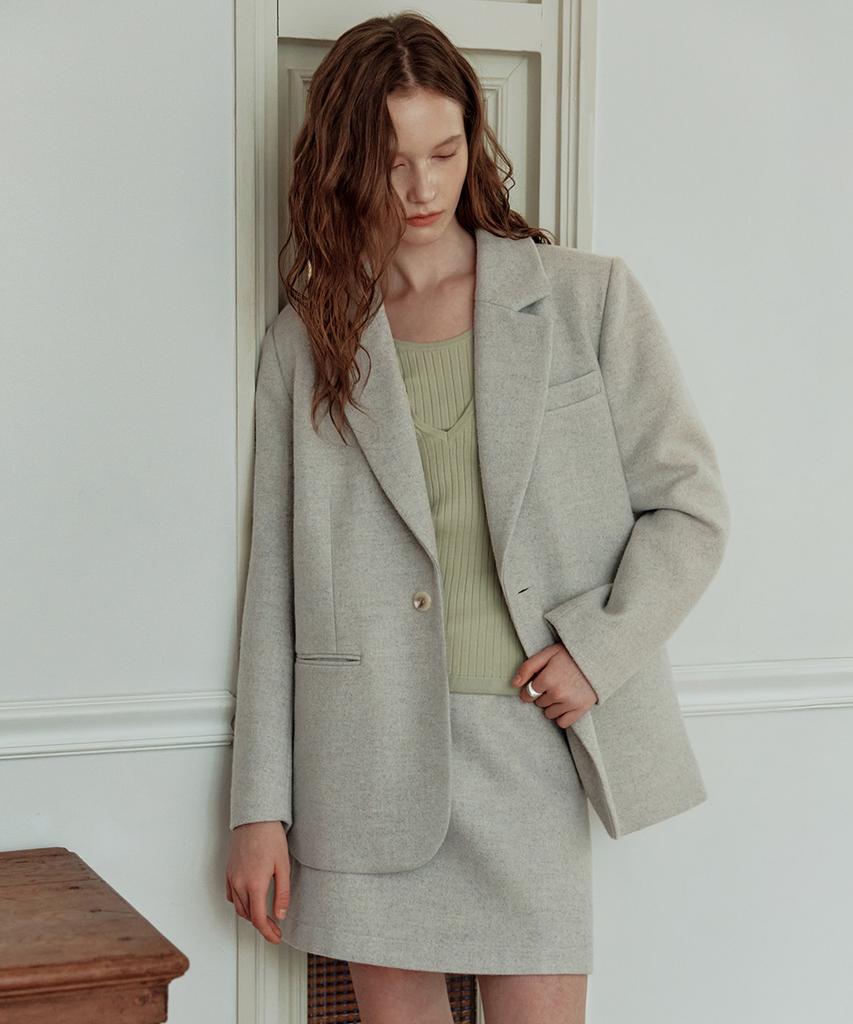 ZEROSTREET Calm One-Button Blazer Jacket / Light Grey