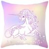 Nordic Unicorn Printed Peach Leather Velvet Pillowcase Cute Pink Horse Rainbow Cartoon Sofa Pillowcase