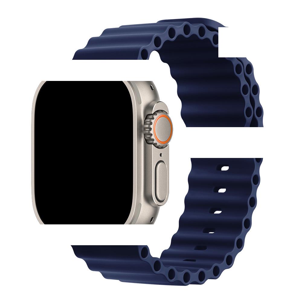 Применимый ледяной синий силиконовый ремешок для Apple Watch Series 1-10 (S10 Официальный стиль)
