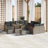 13-piece Garden Sofa Set with Grey Cushions Poly Rattan Acacia 3365058