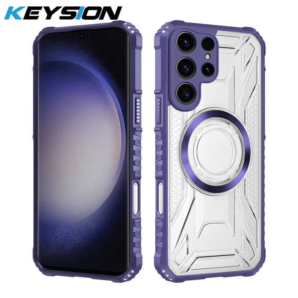 KEYSION Прозрачный магнитный чехол для Samsung S22 S23 Ultra 5G S23+ Ударопрочная задняя крышка для телефона для Galaxy S23 S21 S20 FE 5G