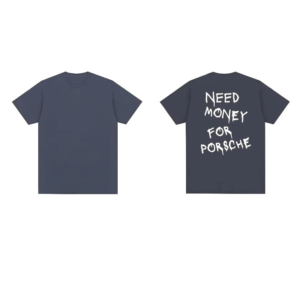 2025 Мужские футболки Новые Модные Нужны Деньги для Porsc Принт Футболка Легкая Роскошь Повседневная Свободная Хлопок Хип-хоп Y2K Топы
