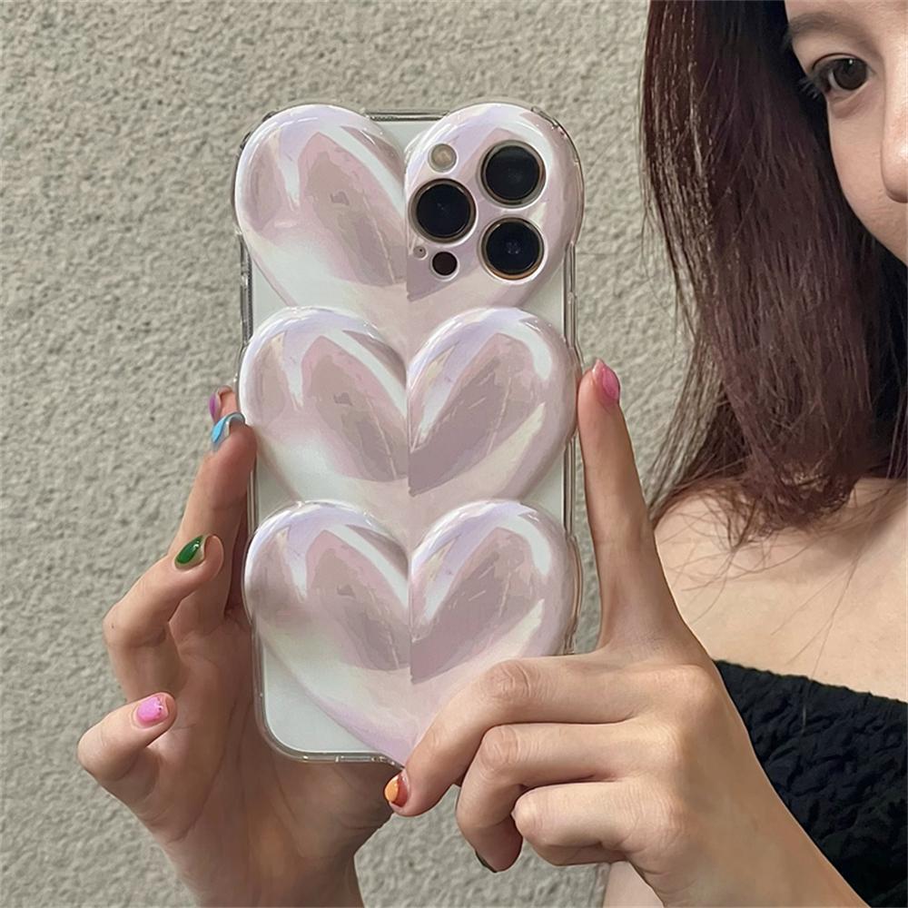 Ins Japan Cute 3d Love Heart Lens Защитный чехол для телефона для Iphone 13 12 11 Pro Max Kawaii Cindy Color Противоударный мягкий чехол