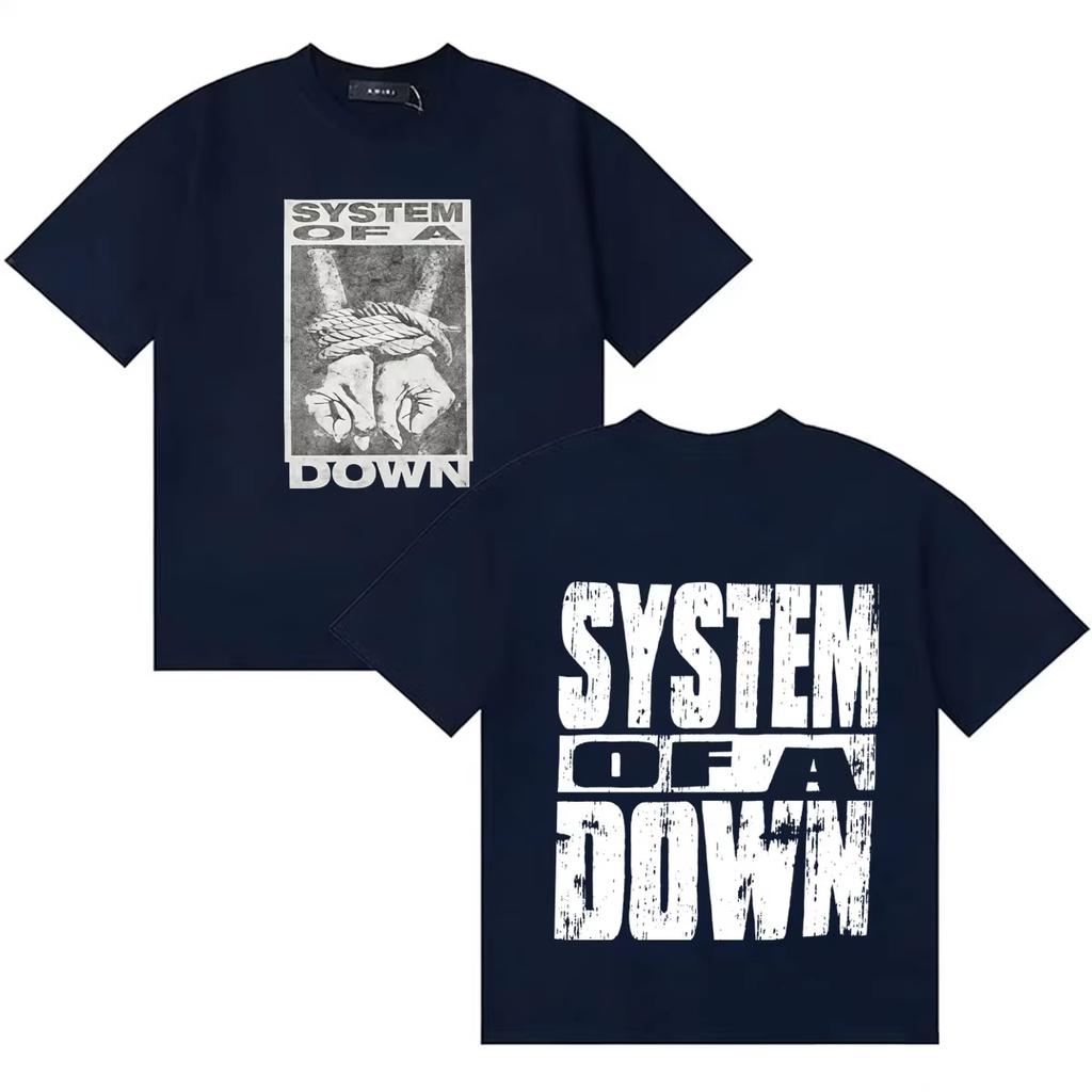 2026 System of A Down Модный Принт Y2K Свободная Мягкий Хлопок Комфорт Короткий Рукав Унисекс Женская и Мужская Футболка