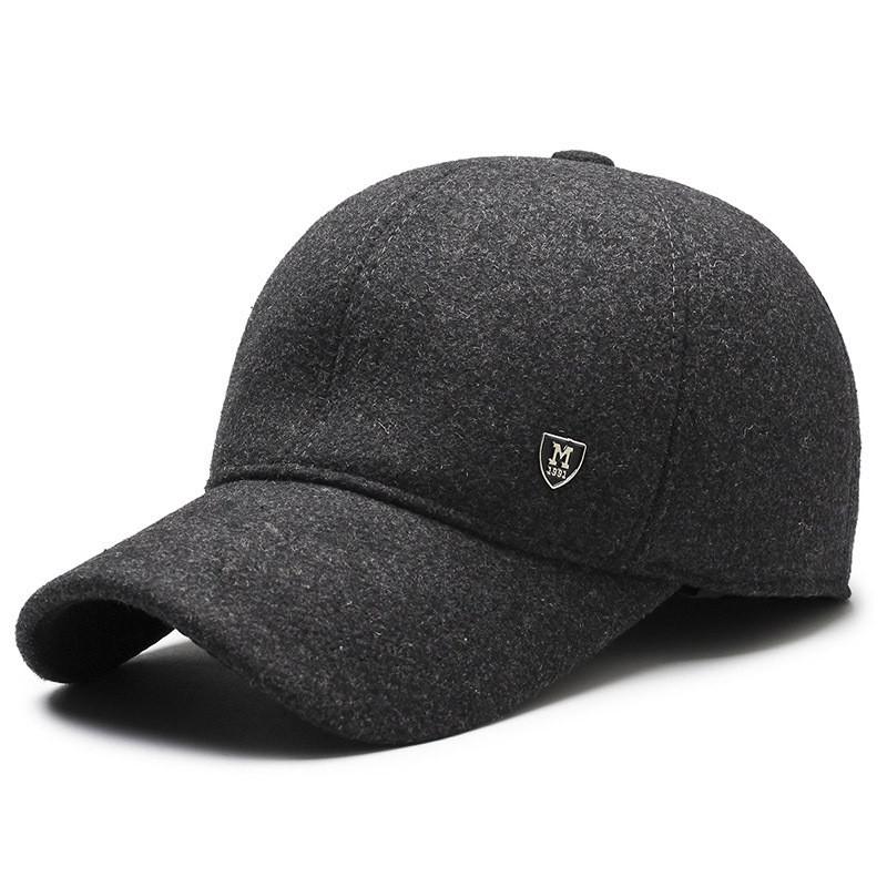 Solid Simple Color Middle Aged Warm Windproof Baseball Cap For Autumn And Winter
