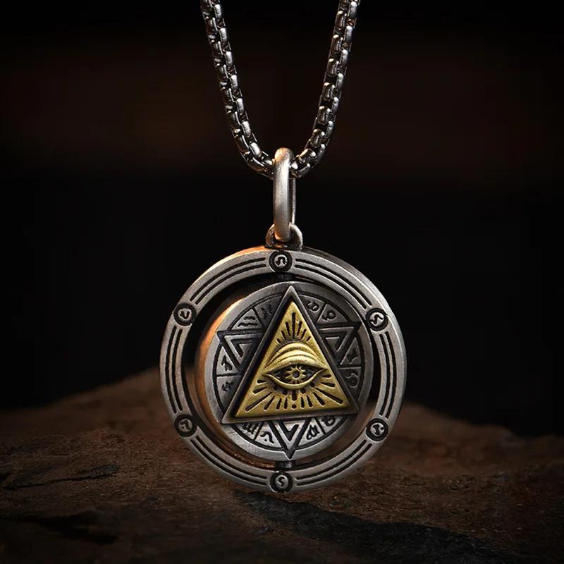 Rotating Eye of Horus Necklace for Men Retro Egyptian Amulet Pendant