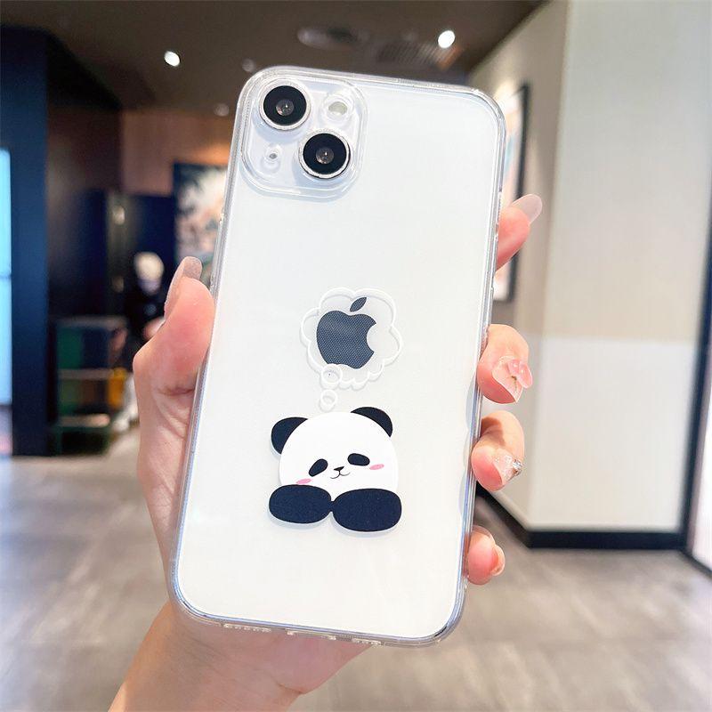 Забавный милый китайский панда прозрачный чехол для телефона iPhone16 15 14 13 12 11 Pro MAX противоударные чехлы