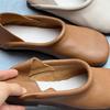 Johnature Vintage Handmade Genuine Leather Flats Shoes Comfortable Soft Sole Solid Color Slip-on Shoes