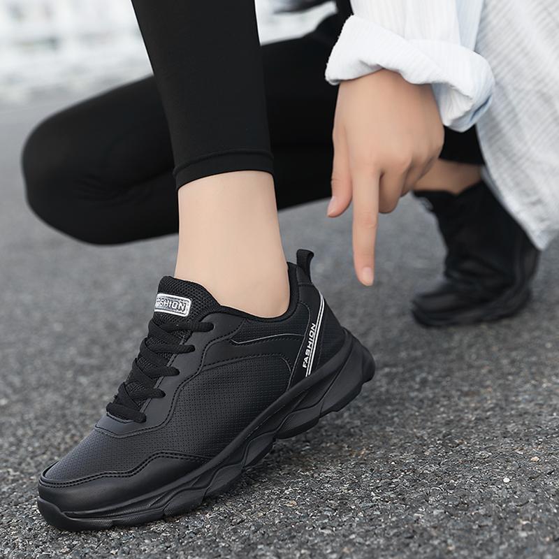 TUINANLE Спортивная обувь для женщин, кожаные водонепроницаемые кроссовки, женская повседневная обувь на платформе со шнуровкой