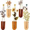 Wooden Flower Planters Hanging Bohemia Style Flower Tube Vase with Wood Stand Hydroponic Plant Rack