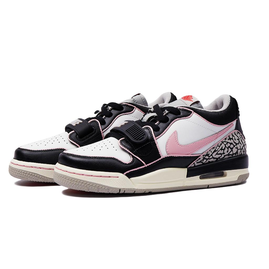 Jordan Legacy 312 Cushioning Waterproof Low top Vintage Basketball Shoes Women's Black White Pink CD9054-101(Team15-)