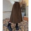 Women's Retro Corduroy Midi Skirt - High Waist, Hip-Covering A-line for Autumn/Winter 2024