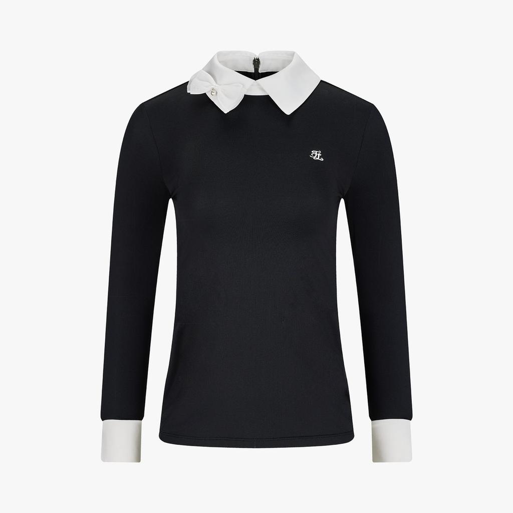 FAIRLIAR GOLF Ribbon Color Block Long Sleeve T-Shirt (Black)