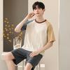 Two-Piece Summer Thin Modal Pajamas Men's Short-Sleeved Shorts Ice Silk Sense Homewear Suit Big Size  Sleepwear Lounge Set