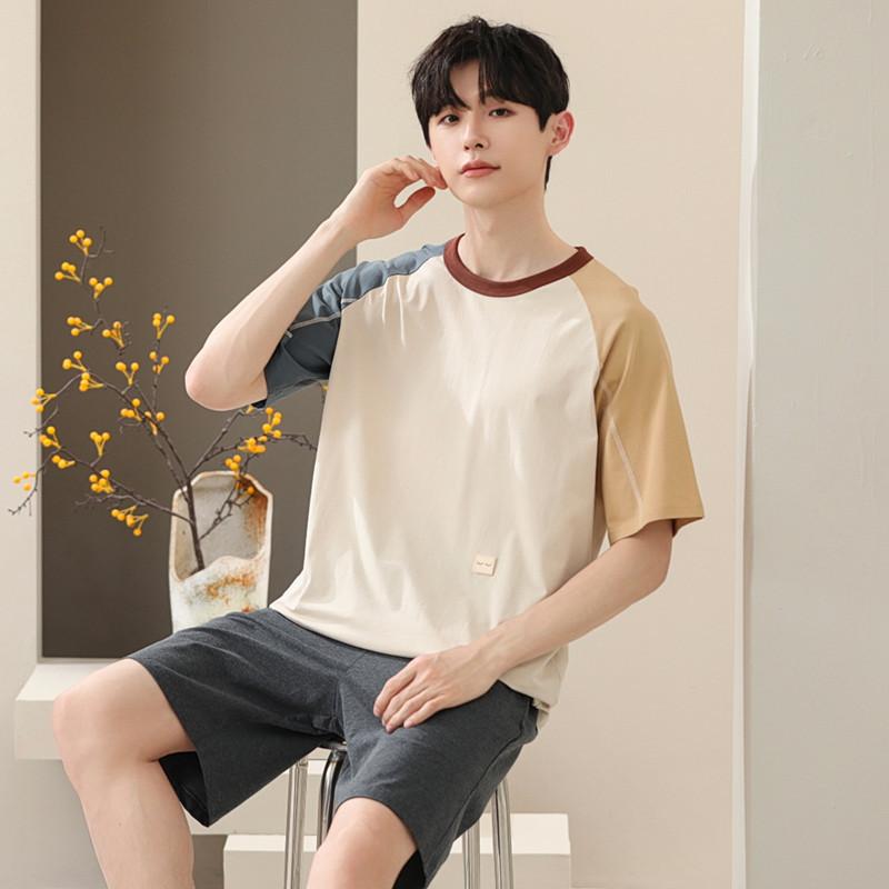Two-Piece Summer Thin Modal Pajamas Men's Short-Sleeved Shorts Ice Silk Sense Homewear Suit Big Size Sleepwear Lounge Set