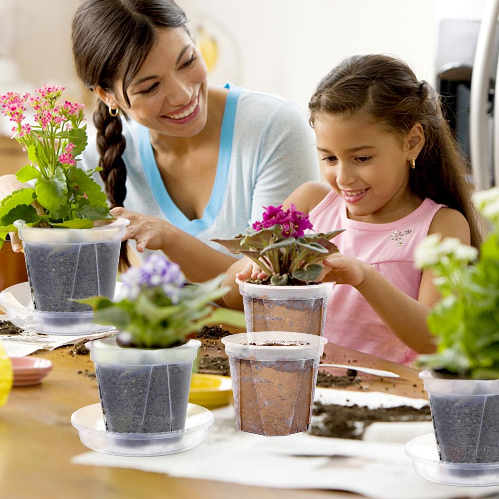 Набор из 18 прозрачных горшков для рассады с 18 поддонами, 4 размера, пластиковые горшки для пересадки и выращивания рассады, посадочные горшки для растений, 100 шт. этикеток для растений