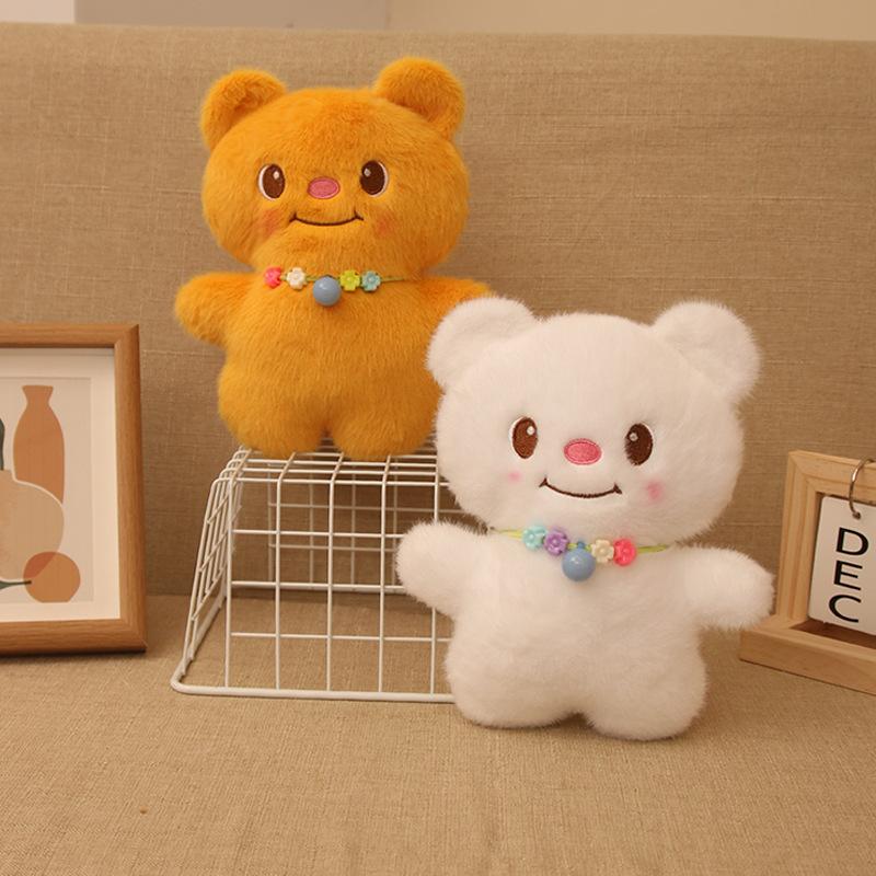 Новое кремовое ожерелье с медведем, милый подарок на день рождения для девочек и детей, плюшевая кукла-медведь