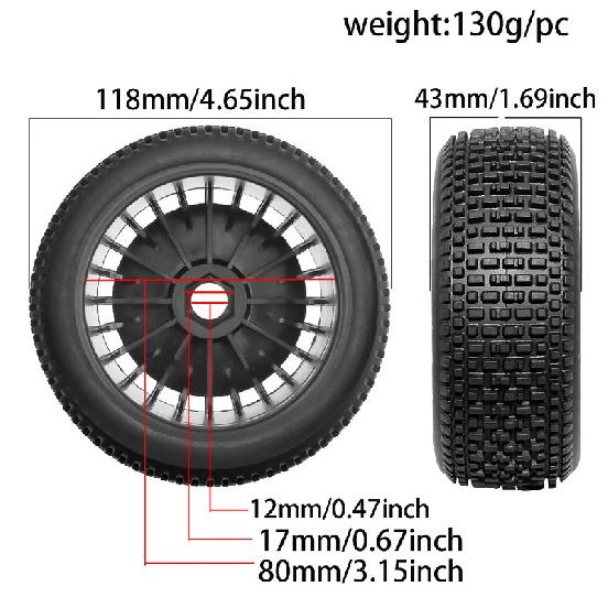 4PCS RC 17mm Tires OD 6.65'' for ARRMA 1/8 Talion 6S BLX,Typhon 6S 3S BLX Redcat Team Losi HPI HPS Kyosho Hobao
