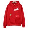 Street-shark Men Hoodie Front Shark Graffiti Font Print, Multi Shark Sticker Sleeve Graphic, Thick Fleece Pullover Sweatshirt for Urban Daily Outfits