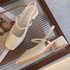 French pearl Mary Jane shoes square head high heels women's 2025 summer new thick heel light mouth single shoes bag head sandals