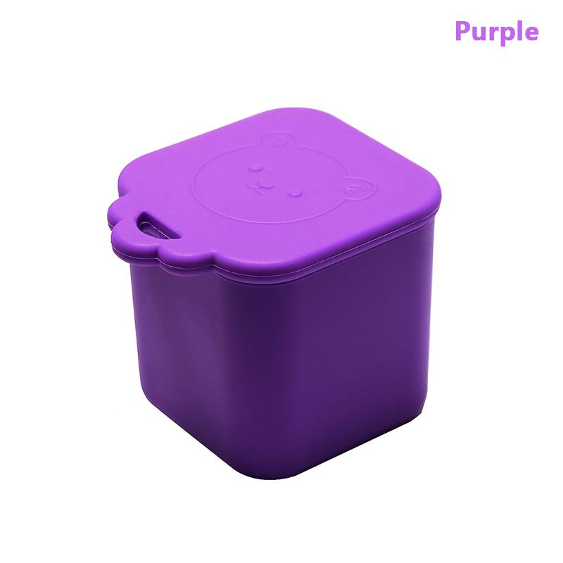 Силиконовый антипригарный ланч-бокс для детей, чашка для соуса с крышкой, небольшой контейнер для хранения приправ, квадратная чашка для бенто с милым медведем