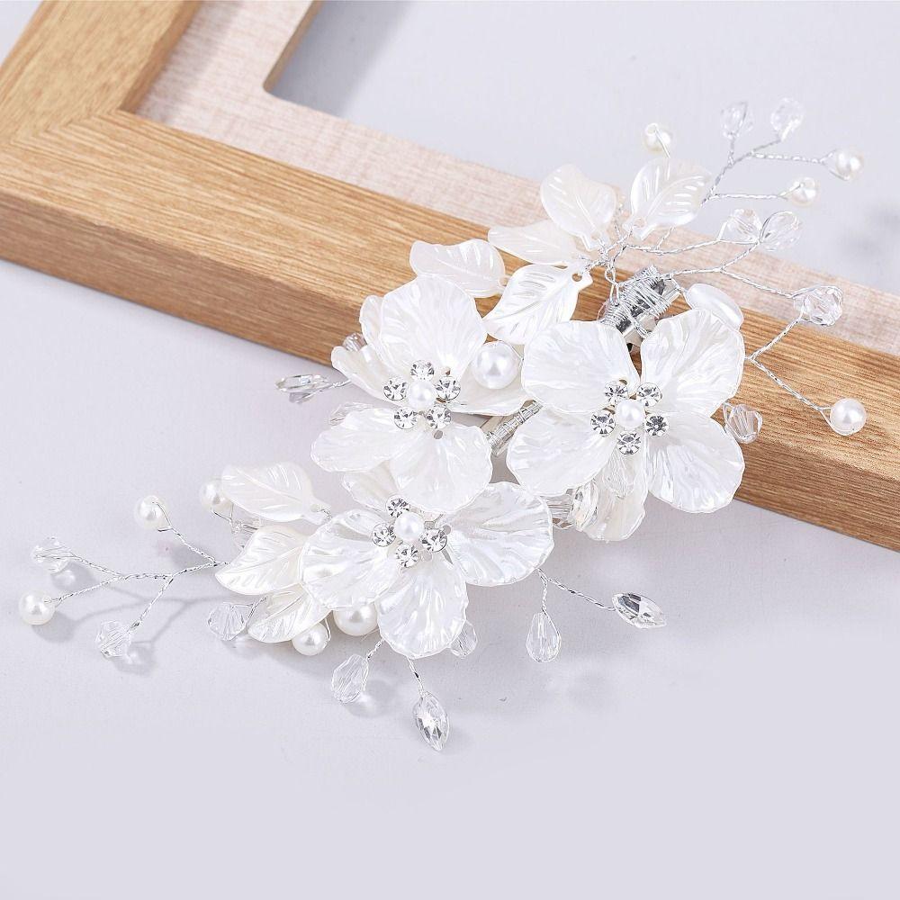 Crystal Pearl Bridal Hair Clips Elegant Bridesmaid Tiara Wedding Hair Accessories