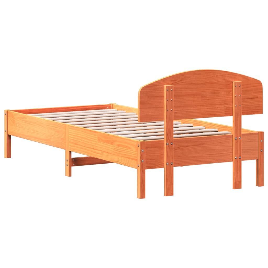 Solid Wood Bed without Mattress Wax Brown 100x200 cm Pine Wood