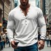 Men's Spring and Autumn Models Solid Colour Men's T-shirt Long-sleeved Casual Bottoming Slim Button V-neck Tops