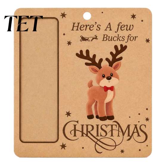 Christmas Money Holder Ornament Wooden Holder, Vintage Cash Gift Hanging Ornaments Holiday Box with Santa/Snowman/Tree Pattern for Xmas Party,