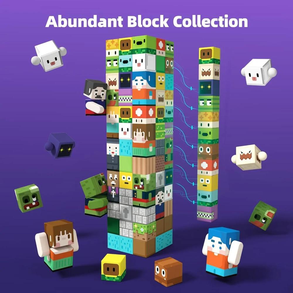 Магнитные строительные блоки Мир Майнкрафт Магнитные Растения Зомби Кирпичный Кубик STEM Сенсорный Набор Игрушек 2025 Лучший подарок для мальчика, девочки, ребенка 3+
