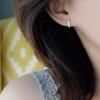925 Sterling Silver Grometric Strip Stud Earrings For Women Girls Cubic Zircon Korean Jewelry Daily Accessories S-E1255