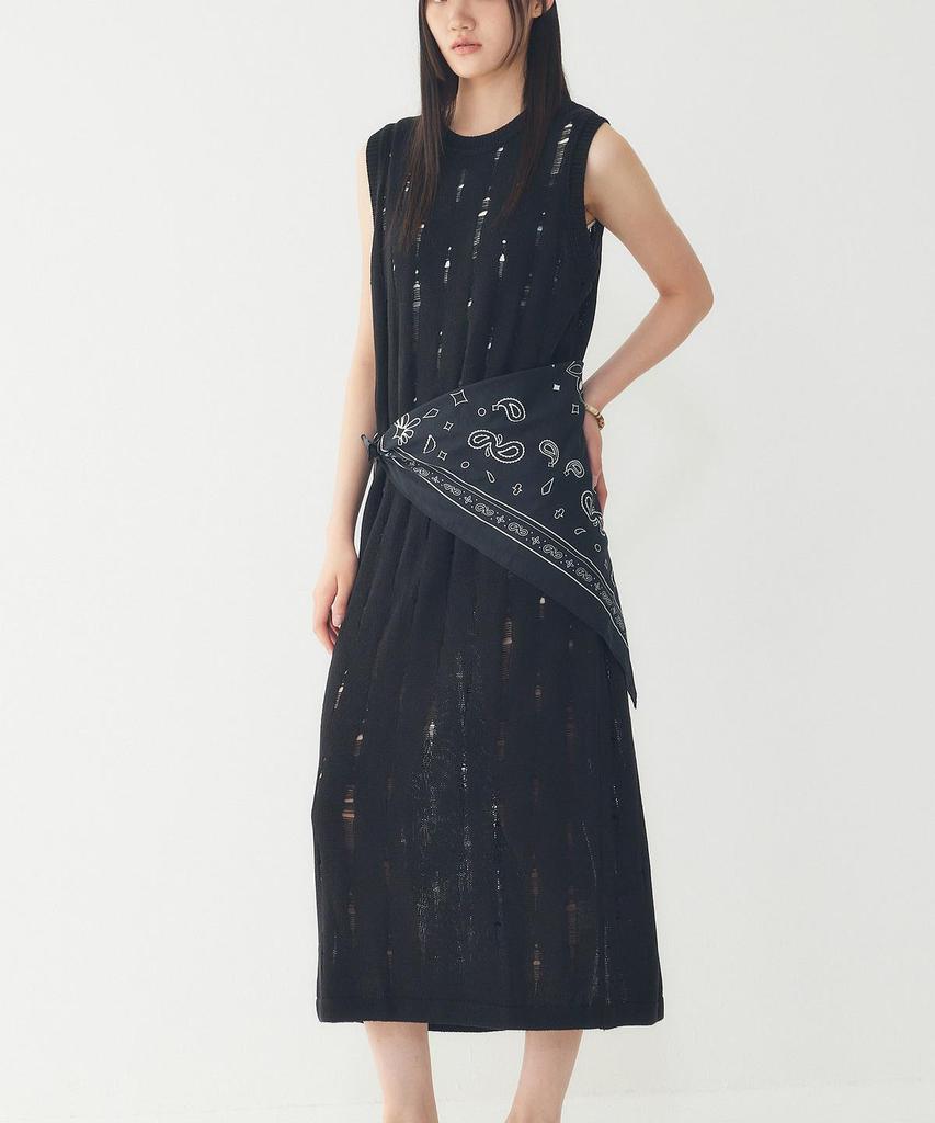 STUDIO TOMBOY Damaged Knit Sleeveless Dress_Black 9106241222