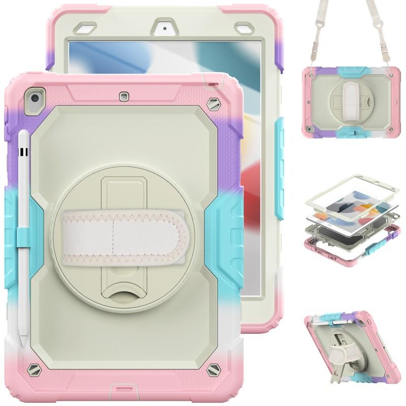 IPad 9th 10.2 Case 7/8th Gen Cover Camo SiliconePC Shockproof Sleeve With Wrist Strap