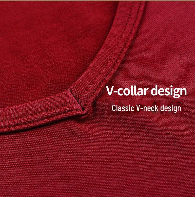 Комплект мужского хлопкового термобелья для молодежи – тонкий, облегающий, с V-образным вырезом, низким воротником, осенняя рубашка и брюки.