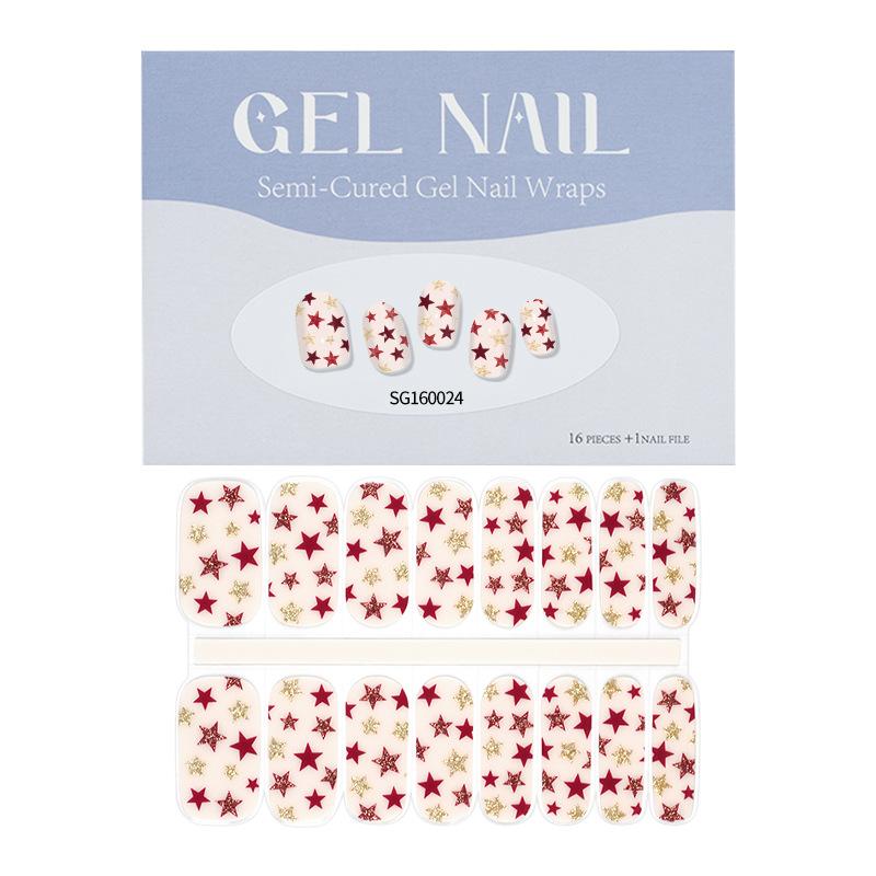 Thin Lamp Style Gel Nail Sticker 16-finger Extended Semi-curing Nail Sticker