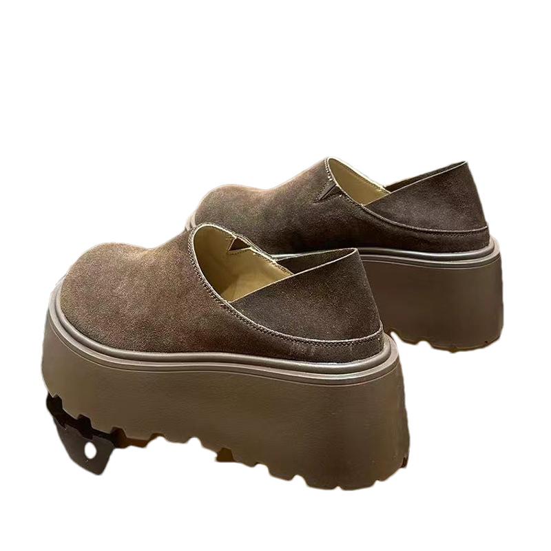 Женские туфли-лоферы с леопардовым принтом на платформе Модные замшевые туфли на среднем каблуке Дизайнерская повседневная обувь 2025 года Тренд Зима Новый Бренд Chaussures Lady