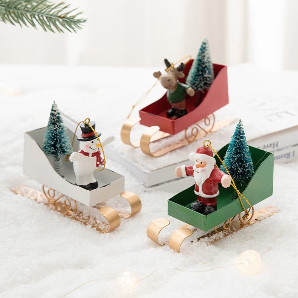 Скандинавская подвеска-сани на елку, кованое железо, мини-сани, подвесное украшение, деревенская рождественская фигурка, украшения, игрушки