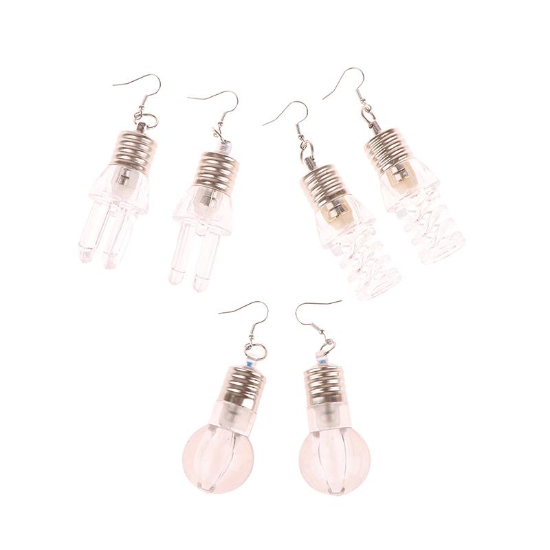 1 пара креативных женских забавных светящихся сережек-подвесок в виде лампочки, женские разноцветные лампочки, серьги-кольца, подарок лучшим друзьям