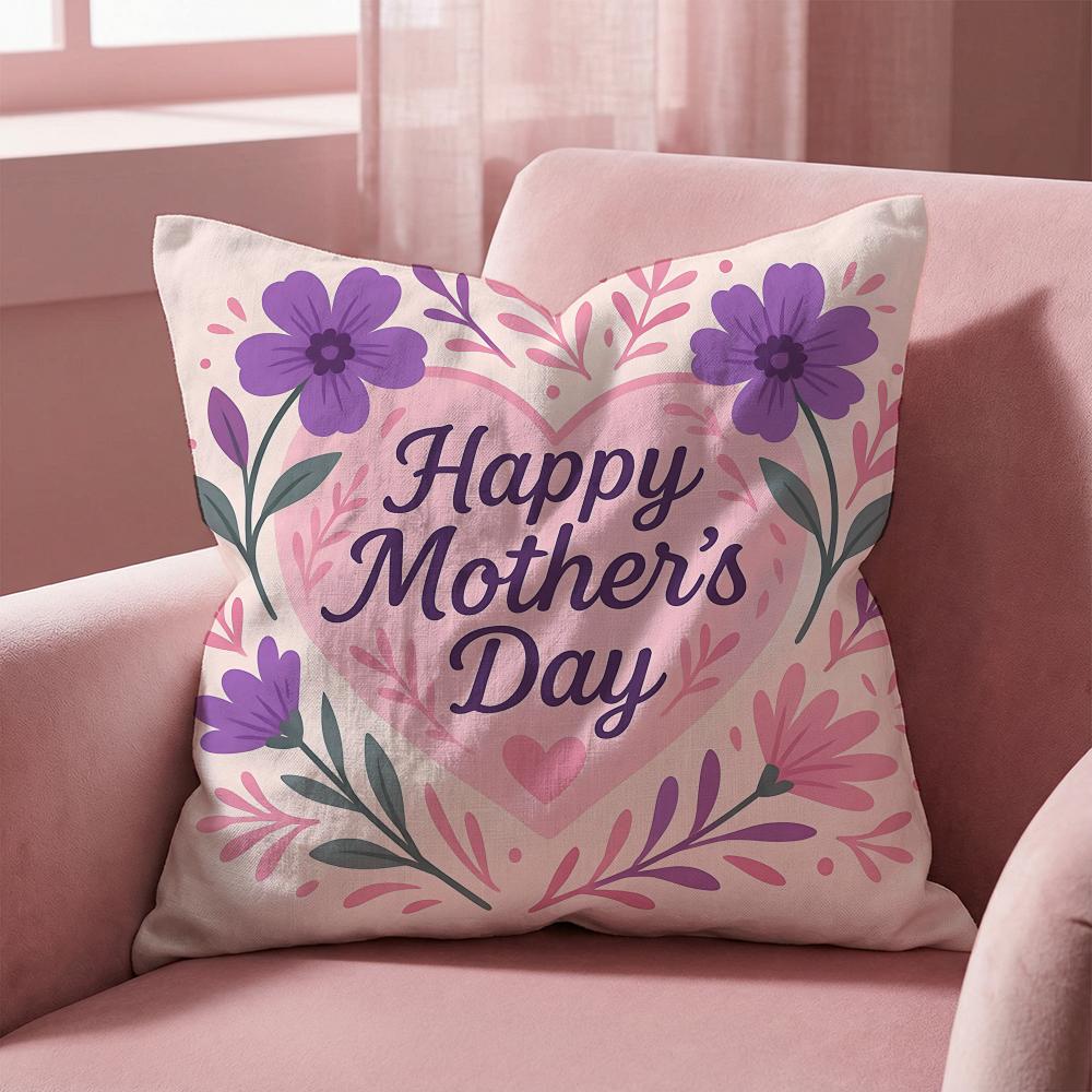 Holiday Mothers Day Cushion Cover MultiScene Pillow Cover for Home Car Reversible Soft Durable for Daily Use