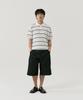 GNOK Striped Henley Neck Short Sleeve Knit [4 Colors]