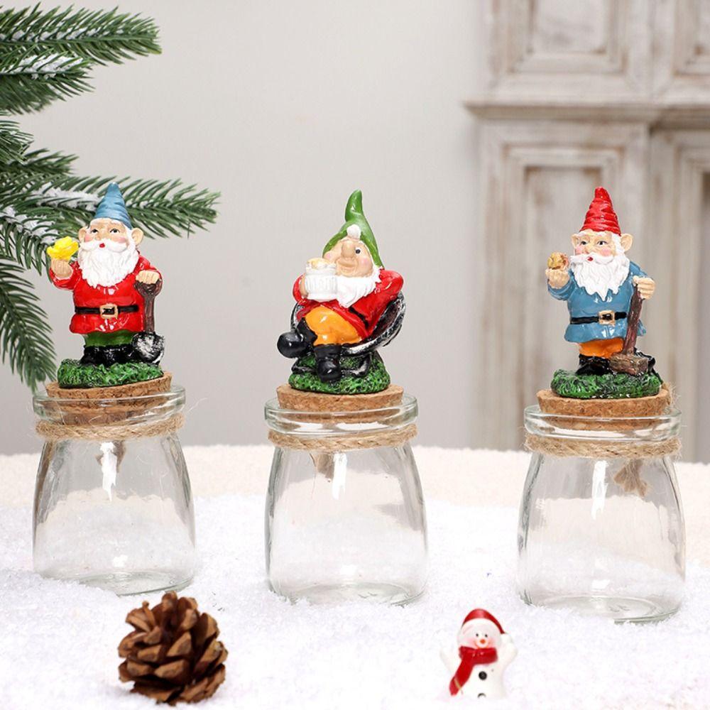 Resin Santa Claus Candy Jar Cute Snack Jar Christmas Decoration Storage Bottle Party