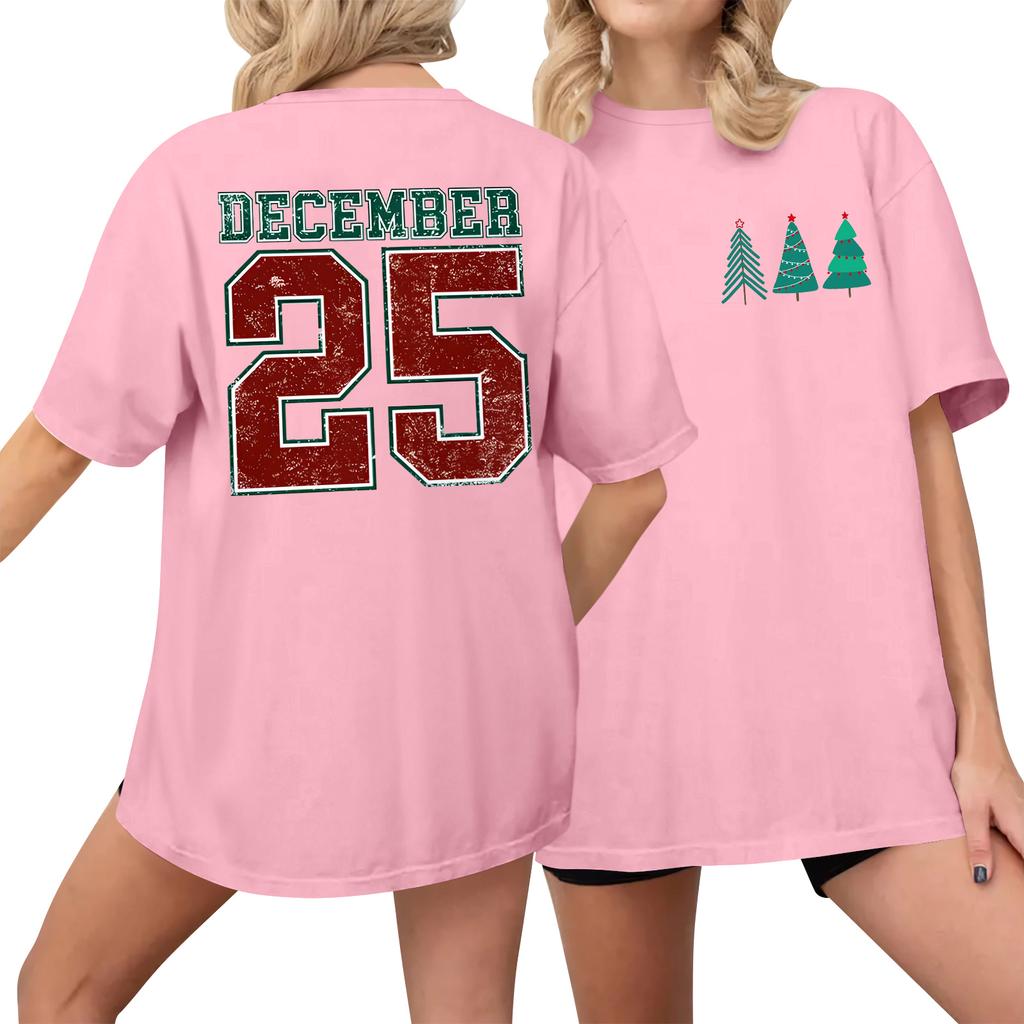 Women's Casual Printed T-Shirt Round Neck Pullover Short Sleeve Top