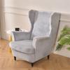 Thicken Plush Wing Chair Cover Stretch Armchair Slipcovers Removable Washable Elastic Single Sofa Covers with Seat Cushion Cover