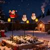 Solar Christmas Lawn Light Outdoor Lighted Santa Claus Garden Stake Metal Snowman Sign with Solar Lantern Waterproof Xmas Decor