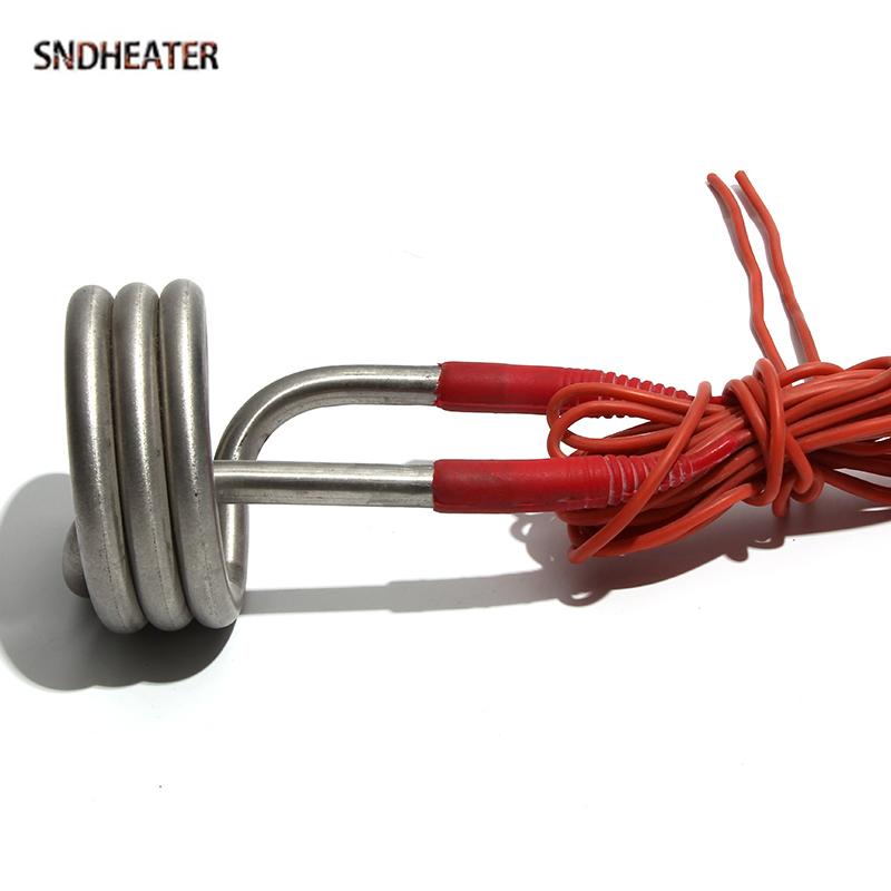 SNDHEATER 220В/380В Электрический циркуляционный нагреватель для дистилляции воды 2,5 кВт/3 кВт/4,5 кВт Спиральный кипящий нагревательный элемент 80*140 мм для ведра