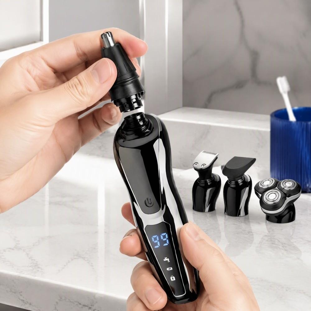 LCD Display Beard Trimmer Triple Shaving Heads 4 In 1 Shaver Nose Hair Trimmer Beard Shaving