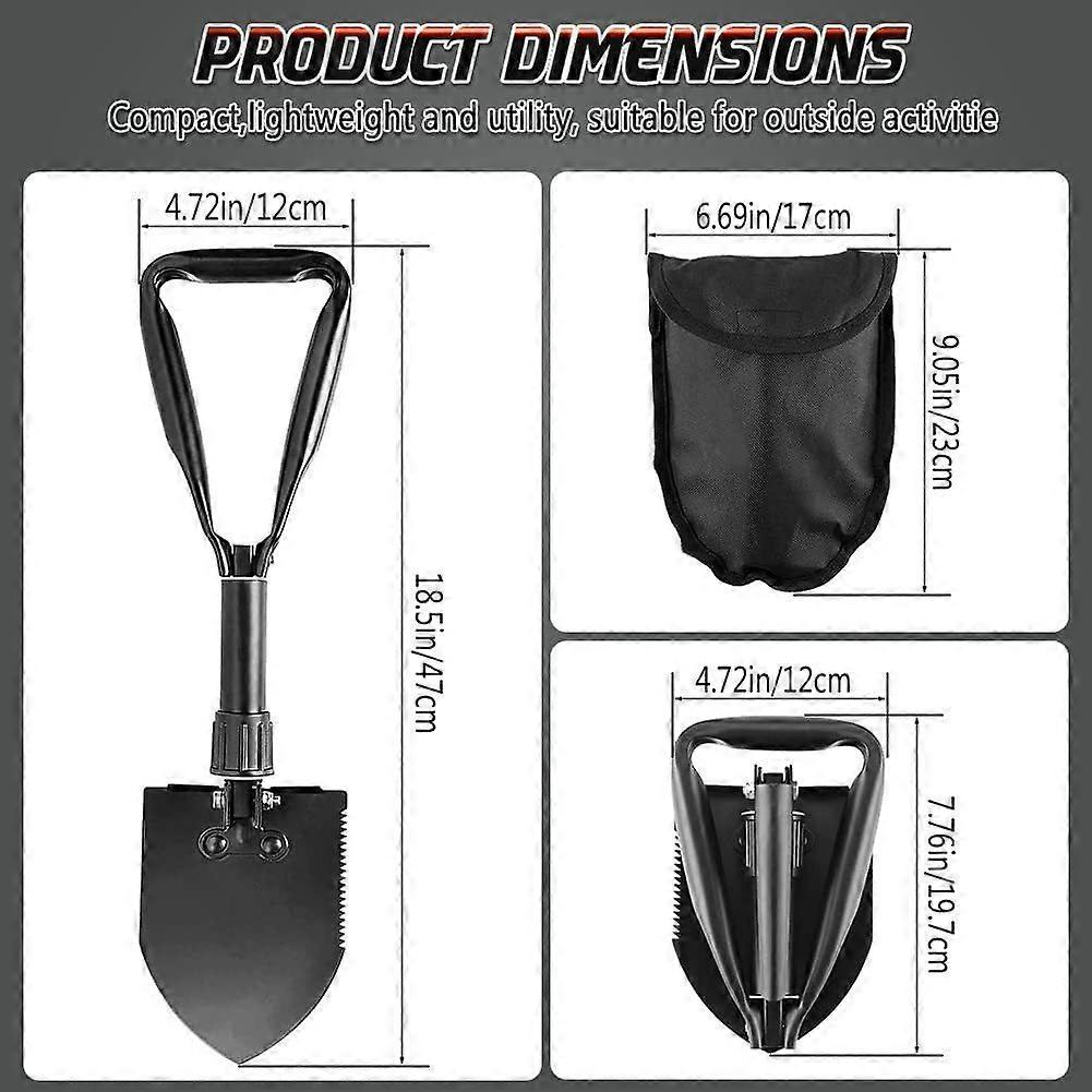 Digging Shovel, 47 cm, Lightweight and Foldable, High Carbon Steel, Digging Trowel, for Camping, Hiking, Car, Emergency, Home, Garden