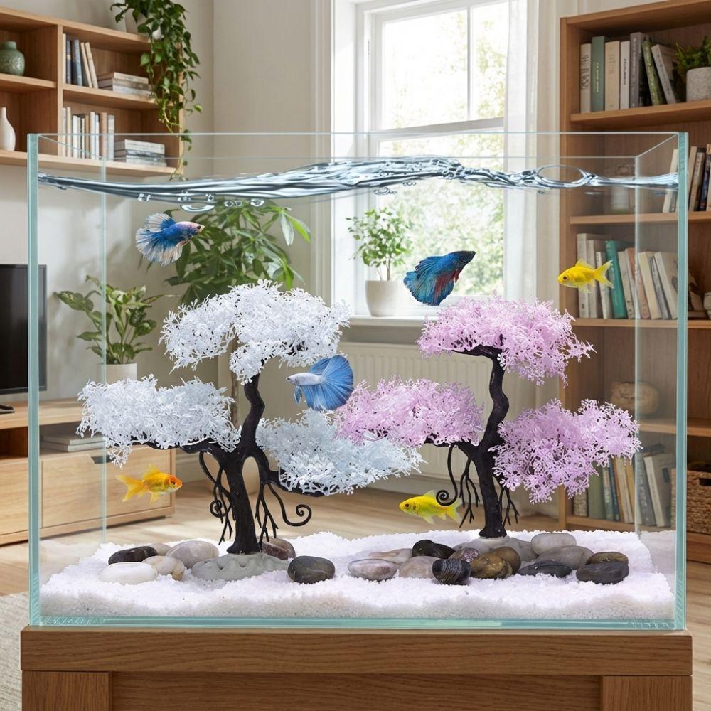 Realistic Cherry Blossom Tree Underwater Scene Landscape Tree Artificial Plant Home Ornaments
