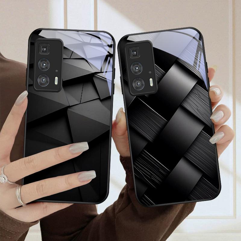 Темная геометрическая текстура Для Motorola Moto Edge 20 Lite 30 Pro 40 Neo 50 Ultra G14 G22 G24 Power 34 G35 X30 Pro Стеклянный чехол для телефона