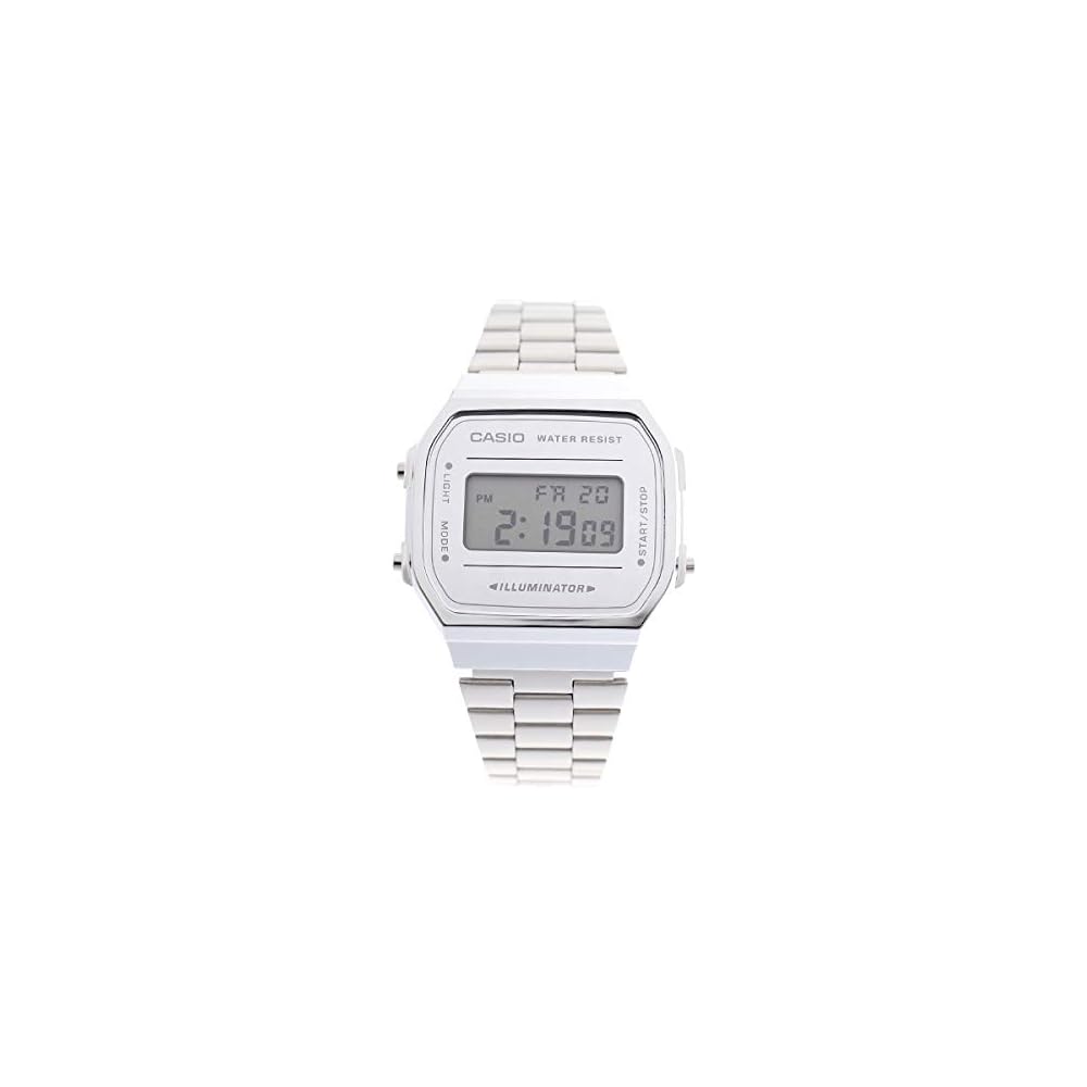 Casio A168WEM-7 Quartz Watch Silver Unisex Classic Design Stainless Steel Band
